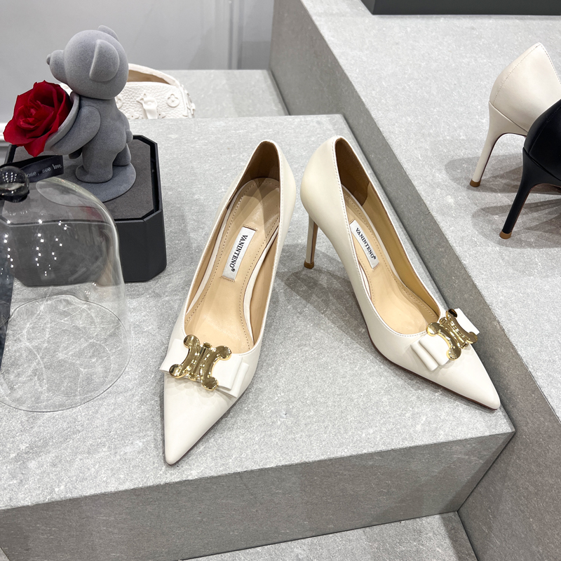 Pointed Metal Buckle High-Heeled Shallow Mouth Elegant Womenâ€™s Shoes - Sweet Style Party Footwear for Banquets and Events