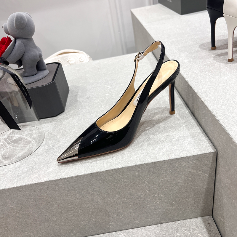 Pointed Toe Backless High-Heeled Sandals with Thin Heel and One Strap - Stylish Hong Kong Design for Effortless Elegance