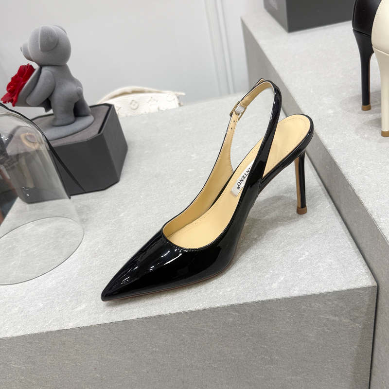 Pointed Toe Gray Backless High-Heeled Sandals for Summer 2025 - European American Style Slimming Work Footwear