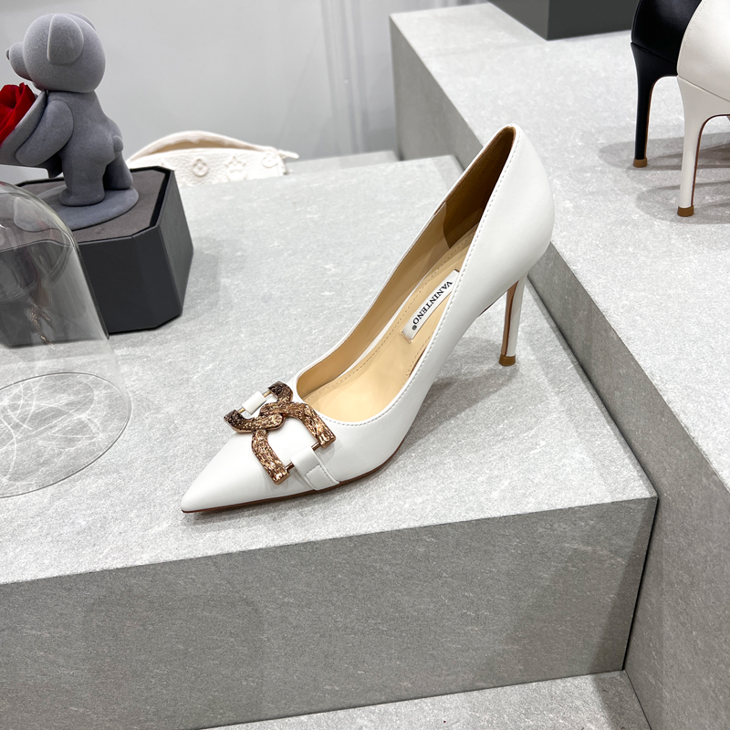 Pointed Toe High Heels with Metal Square Buckle - 2025 Autumn Women's Fashion Thin Heel Shoes