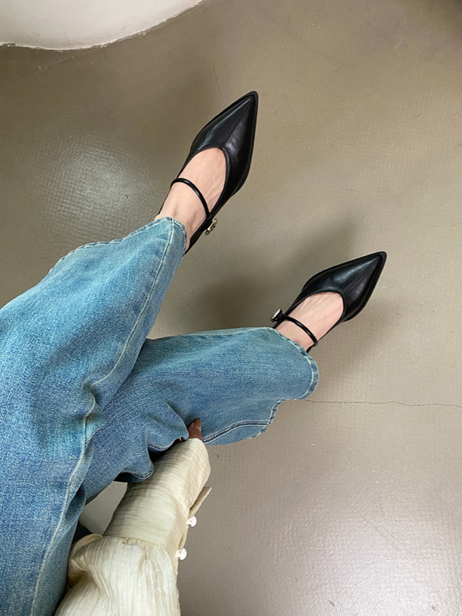 Pointed Toe Mary Jane Shoes for Women - 2025 Fairy Aesthetic Korean Flat Spring Single Strap Footwear Pointed Toe Mary Jane Shoes for Women - 2025 Fairy Aesthetic Korean Flat Spring Single Strap Footwear