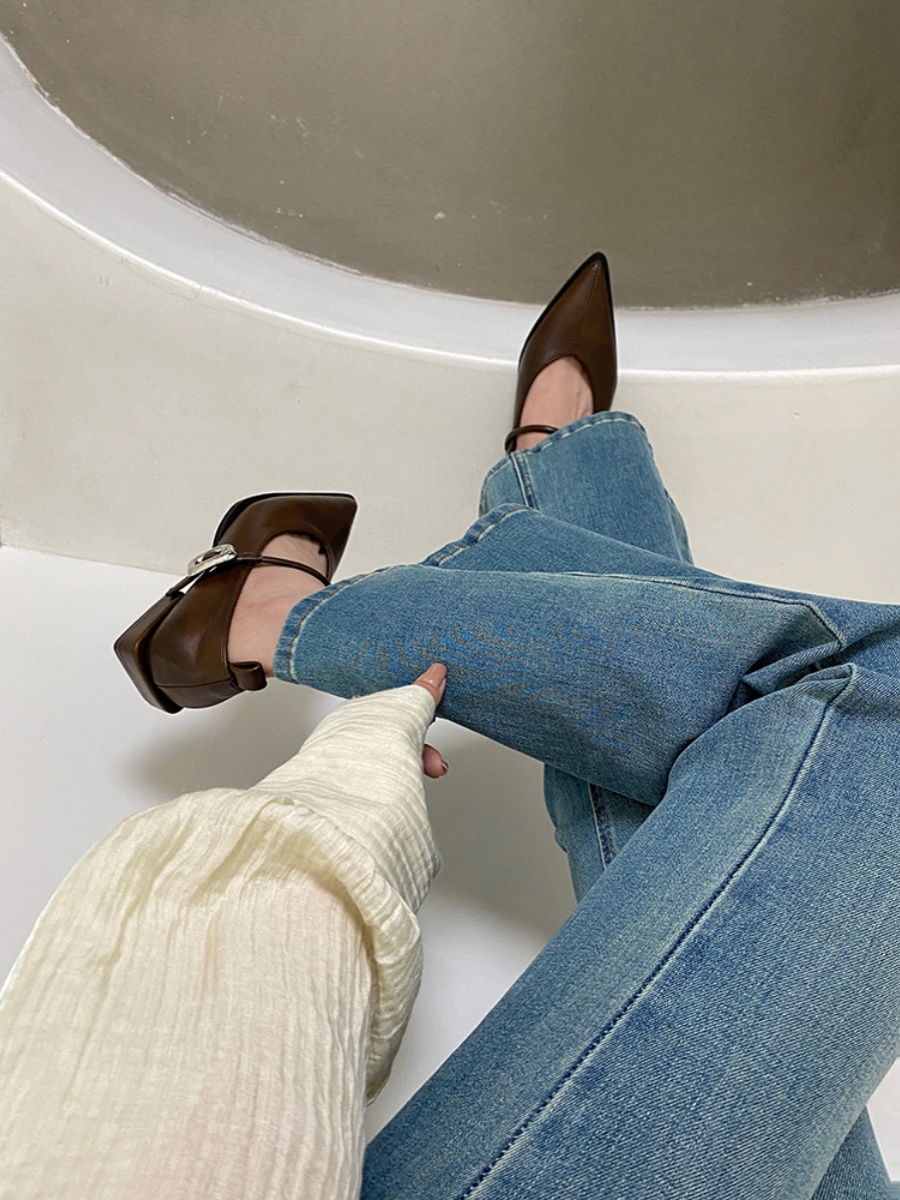 Pointed Toe Mary Jane Shoes for Women - 2025 Fairy Aesthetic Korean Flat Spring Single Strap Footwear Pointed Toe Mary Jane Shoes for Women - 2025 Fairy Aesthetic Korean Flat Spring Single Strap Footwear