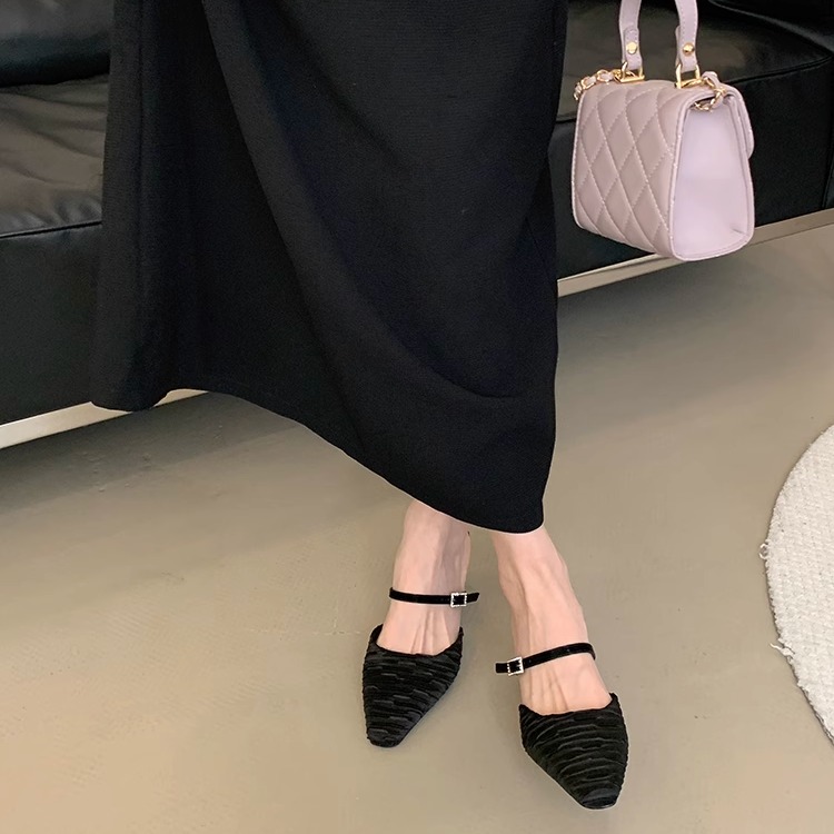 Pointed Toe Open-Toe Mules Flats for Women, 2025 Spring Summer Fashion, Elegant Temperament Style for Skirts and Dresses Pointed Toe Open-Toe Mules Flats for Women, 2025 Spring Summer Fashion, Elegant Temperament Style for Skirts and Dresses