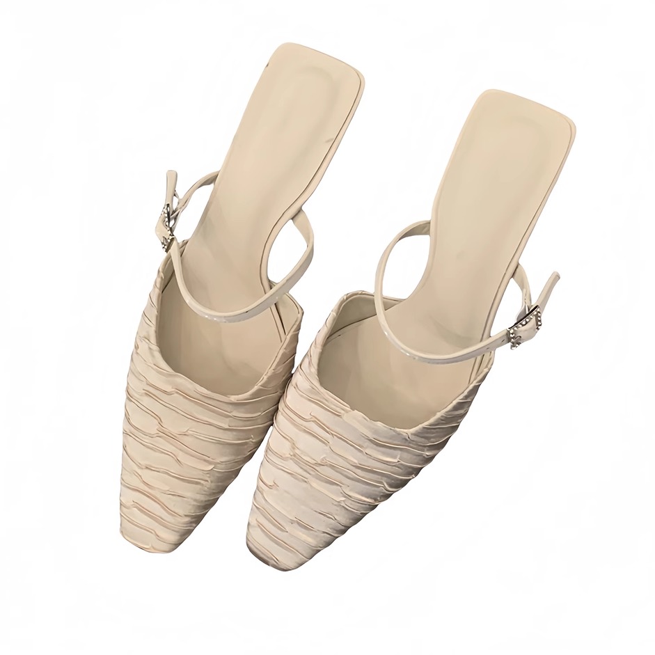 Pointed Toe Open-Toe Mules Flats for Women, 2025 Spring Summer Fashion, Elegant Temperament Style for Skirts and Dresses Pointed Toe Open-Toe Mules Flats for Women, 2025 Spring Summer Fashion, Elegant Temperament Style for Skirts and Dresses