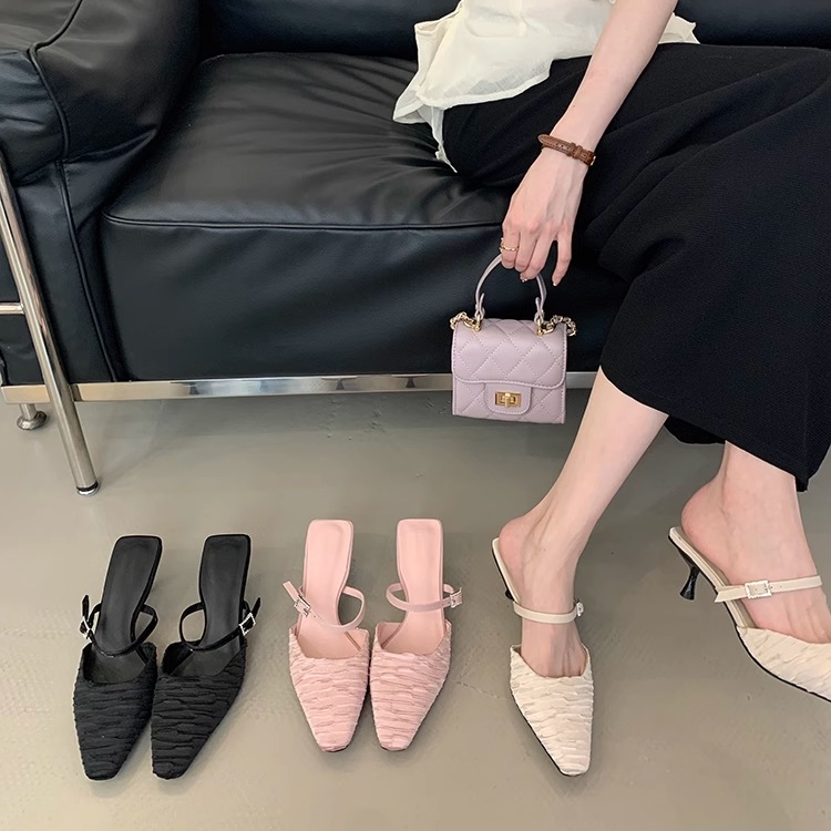 Pointed Toe Open-Toe Mules Flats for Women, 2025 Spring Summer Fashion, Elegant Temperament Style for Skirts and Dresses Pointed Toe Open-Toe Mules Flats for Women, 2025 Spring Summer Fashion, Elegant Temperament Style for Skirts and Dresses