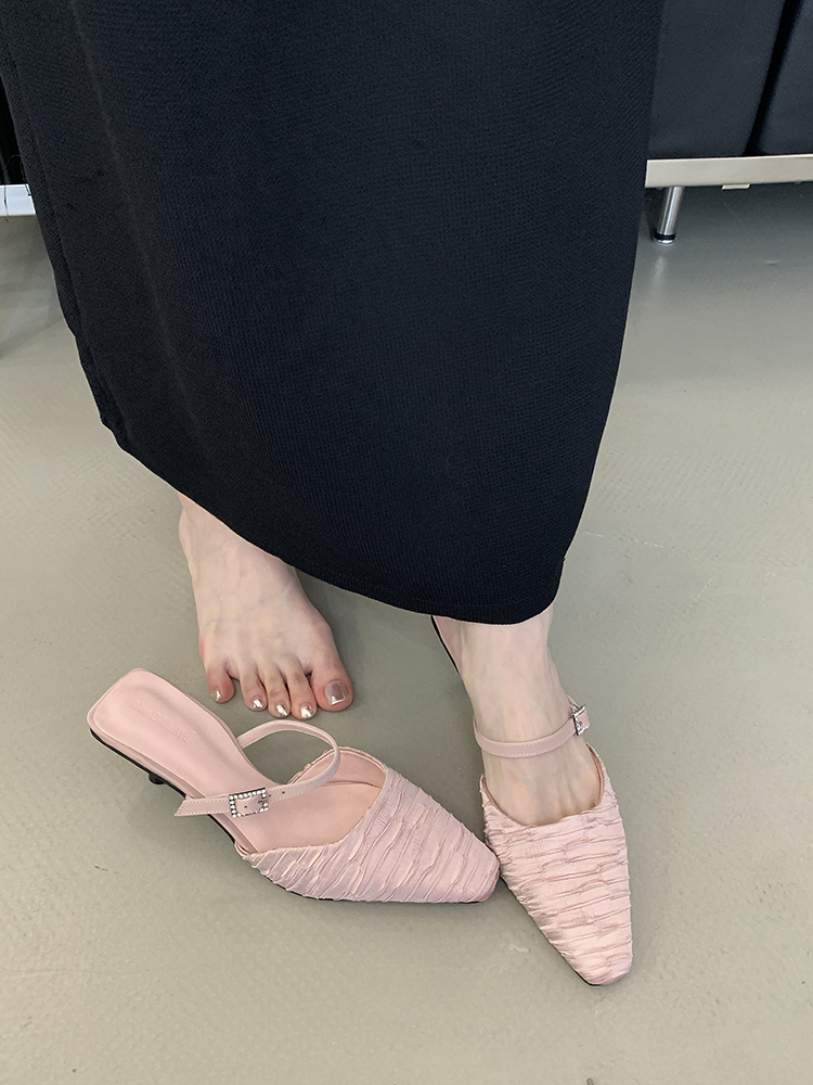Pointed Toe Open-Toe Mules Flats for Women, 2025 Spring Summer Fashion, Elegant Temperament Style for Skirts and Dresses Pointed Toe Open-Toe Mules Flats for Women, 2025 Spring Summer Fashion, Elegant Temperament Style for Skirts and Dresses