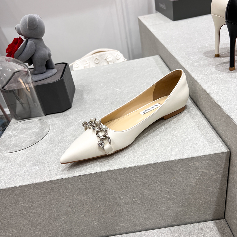 Pointed Toe Pearl Rhinestone Buckle Flat Shoes for Bridesmaids - Forest Girl Style, 2025 Trend, Elegant Footwear