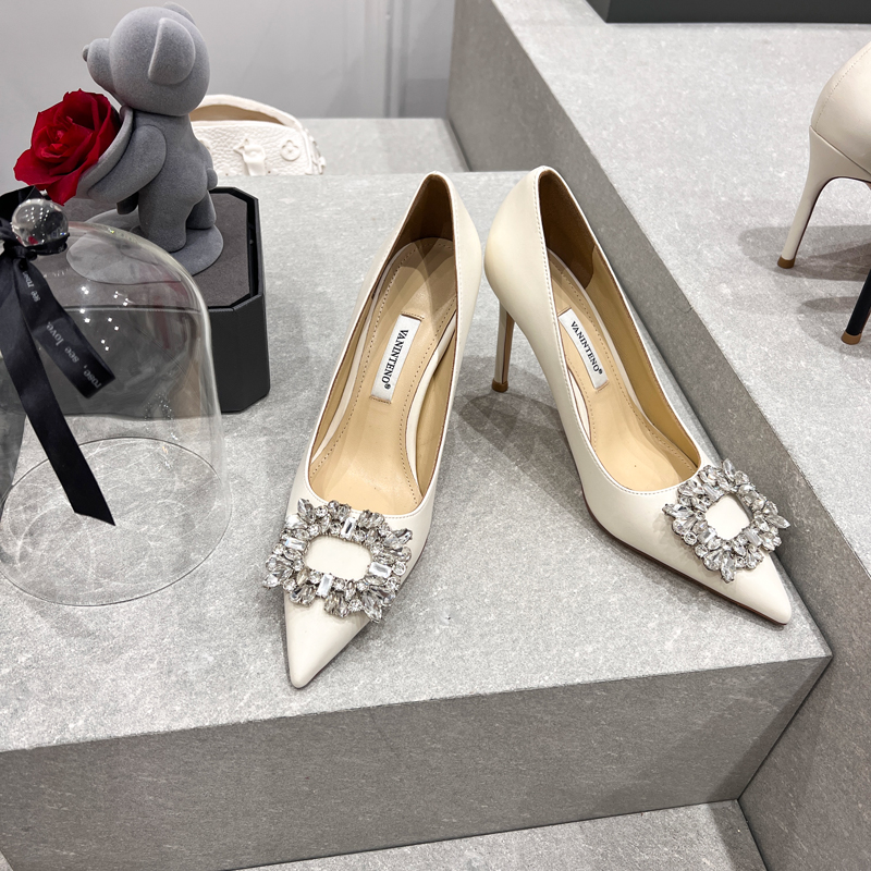 Pointed Toe Rhinestone Buckle Fairy Style High-Heeled Stiletto Party Shoes for Women - Elegant Shallow Mouth Design, 2025 Trend