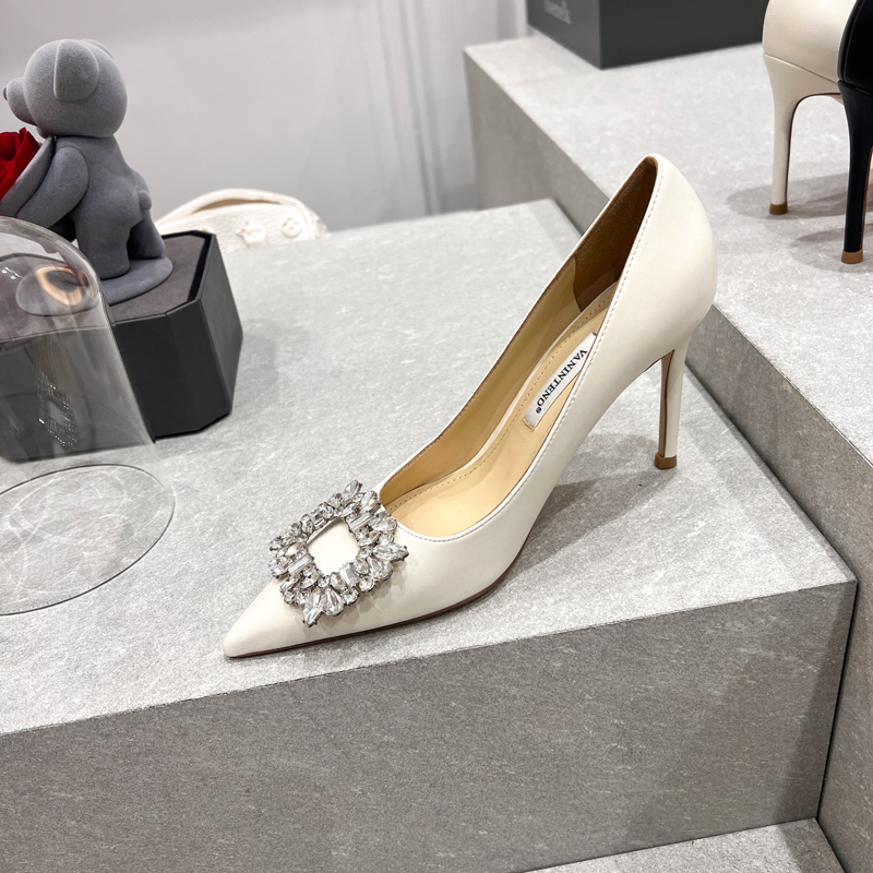 Pointed Toe Rhinestone Buckle Fairy Style High-Heeled Stiletto Party Shoes for Women - Elegant Shallow Mouth Design, 2025 Trend