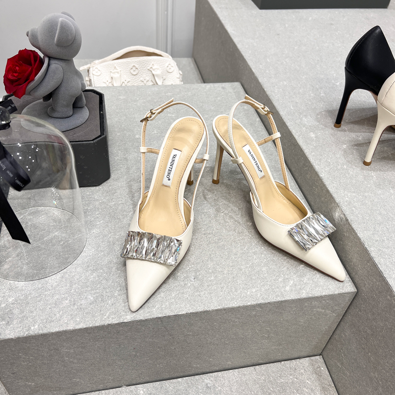 Pointed Toe Rhinestone One-Strap Open-Back High-Heeled Party Sandals for Women - Sweet Style, Perfect for Nights Out