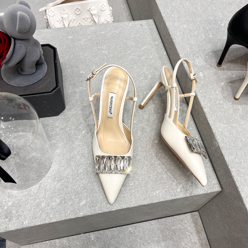 Pointed Toe Rhinestone One-Strap Open-Back High-Heeled Party Sandals for Women - Sweet Style, Perfect for Nights Out Pointed Toe Rhinestone One-Strap Open-Back High-Heeled Party Sandals for Women - Sweet Style, Perfect for Nights Out