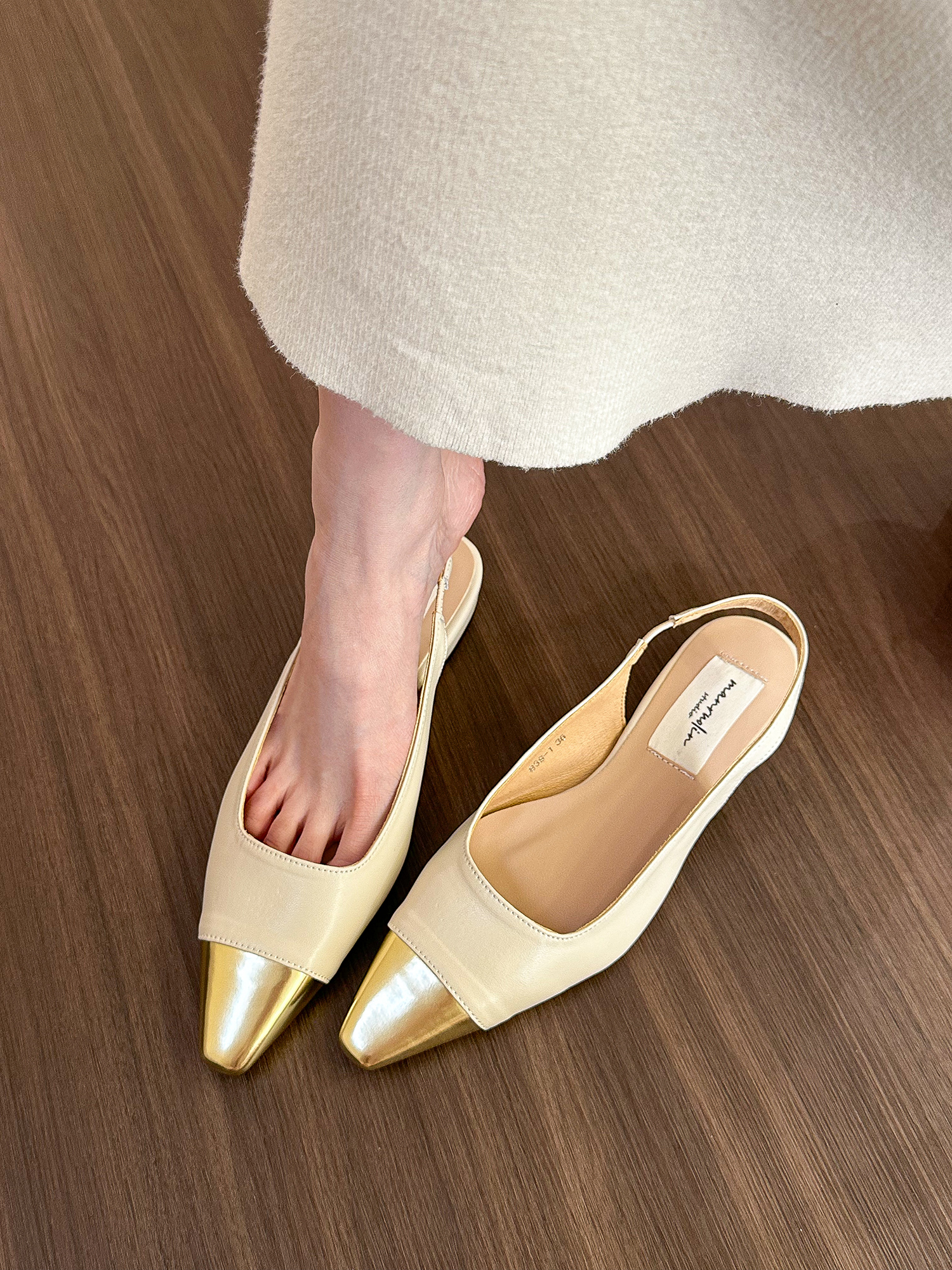 Pointed Toe Spliced Backless Low-Heeled Flat Sandals for Women - 2025 Spring/Summer Fashion, Chic and Comfortable Footwear