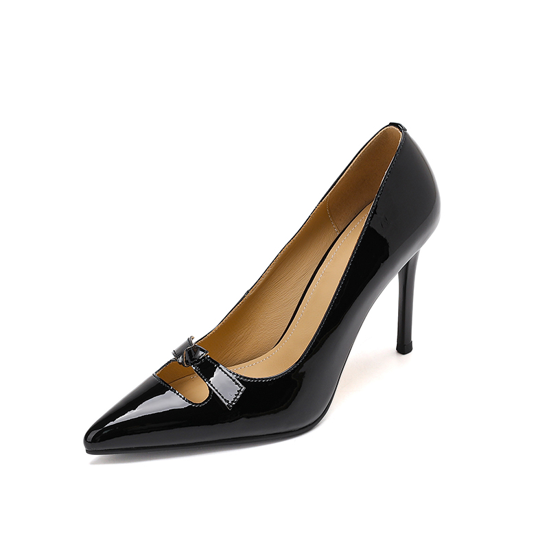 Pointed Toe Thin Heel Cowhide Flats - Shallow Mouth Design for Women, Stylish and Comfortable Footwear for Ages 18-40