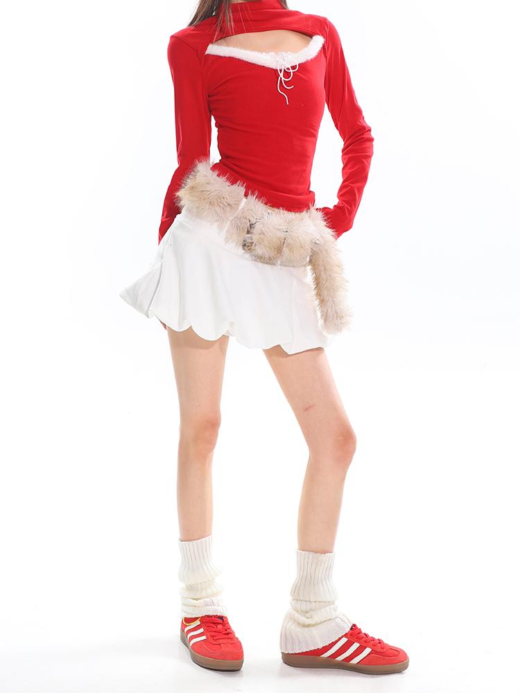 Puff Waist A-Line Skirt for Women - 2025 Spring Floral Bud Design, Slim Fit, Trendy Niche Style, Perfect for Hot Girl Looks Puff Waist A-Line Skirt for Women - 2025 Spring Floral Bud Design, Slim Fit, Trendy Niche Style, Perfect for Hot Girl Looks