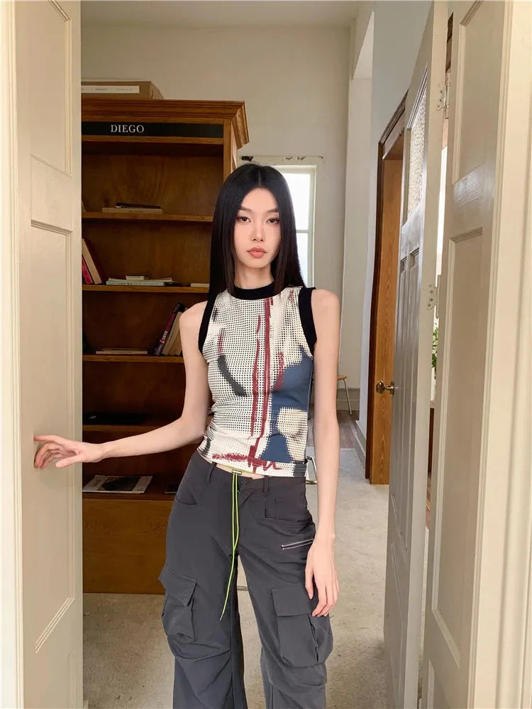 Quick Outfits, Modest Fashion Outfits Ideas Abstract Printed Tank Top Quick Outfits, Modest Fashion Outfits Ideas Abstract Printed Tank Top