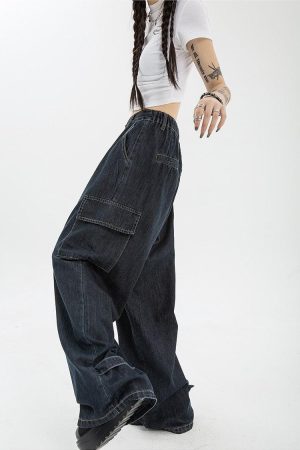 Quick Outfits, Modest Fashion Outfits Ideas Acubi Dark Wash Cargo Jeans