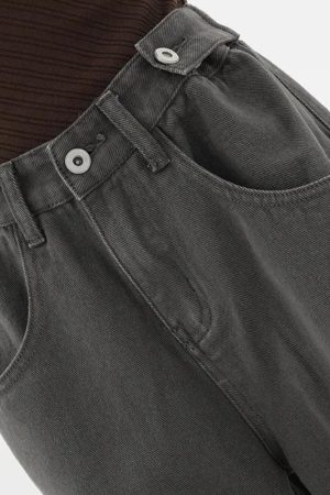 Quick Outfits, Modest Fashion Outfits Ideas Adjustable Waist Baggy Denim Jeans