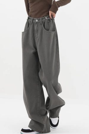 Quick Outfits, Modest Fashion Outfits Ideas Adjustable Waist Baggy Denim Jeans