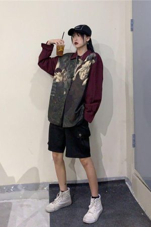 Quick Outfits, Modest Fashion Outfits Ideas Angel Print Long Sleeve Shirt