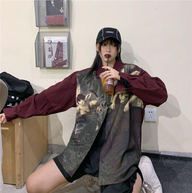 Quick Outfits, Modest Fashion Outfits Ideas Angel Print Long Sleeve Shirt Quick Outfits, Modest Fashion Outfits Ideas Angel Print Long Sleeve Shirt