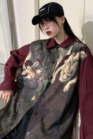 Quick Outfits, Modest Fashion Outfits Ideas Angel Print Long Sleeve Shirt