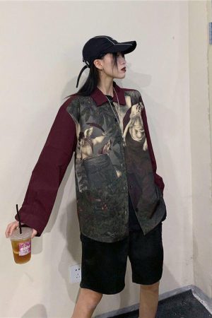 Quick Outfits, Modest Fashion Outfits Ideas Angel Print Long Sleeve Shirt