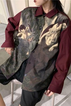 Quick Outfits, Modest Fashion Outfits Ideas Angel Print Long Sleeve Shirt