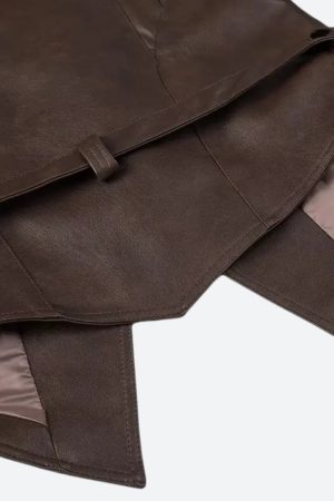 Quick Outfits, Modest Fashion Outfits Ideas Asymmetric Faux Leather Jacket