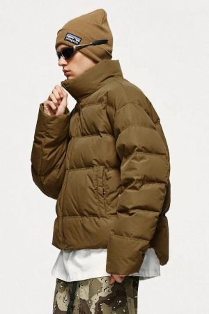 Quick Outfits, Modest Fashion Outfits Ideas Asymmetric Hem Zip-Up Puffer Jacket