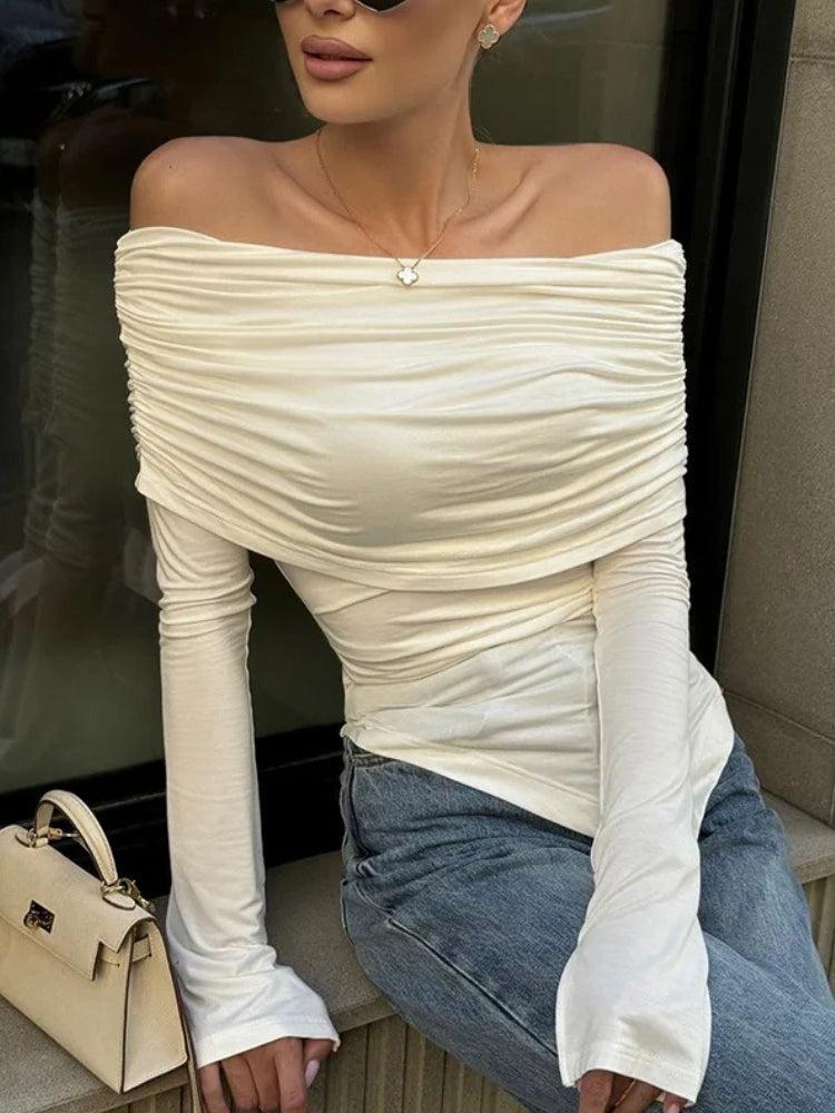 Quick Outfits, Modest Fashion Outfits Ideas Asymmetric Ruched Off Shoulder Top Quick Outfits, Modest Fashion Outfits Ideas Asymmetric Ruched Off Shoulder Top
