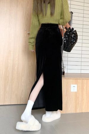 Quick Outfits, Modest Fashion Outfits Ideas Back Slit Maxi Pencil Skirt