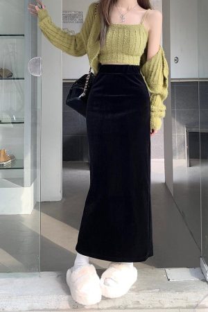Quick Outfits, Modest Fashion Outfits Ideas Back Slit Maxi Pencil Skirt