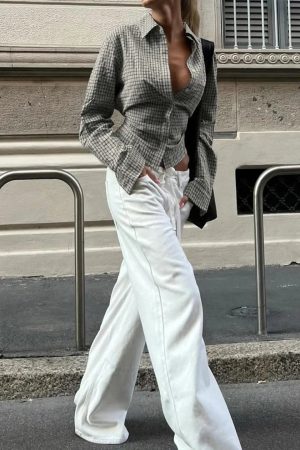 Quick Outfits, Modest Fashion Outfits Ideas Back Tie Plaid Shirt