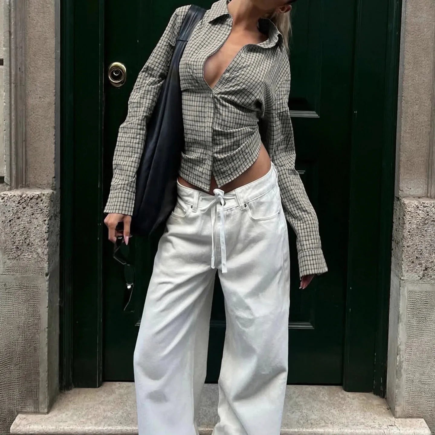 Quick Outfits, Modest Fashion Outfits Ideas Back Tie Plaid Shirt Quick Outfits, Modest Fashion Outfits Ideas Back Tie Plaid Shirt