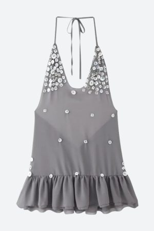 Quick Outfits, Modest Fashion Outfits Ideas Backless Button Mini Dress