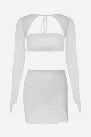 Quick Outfits, Modest Fashion Outfits Ideas Baddie Crop Top & Slit Mini Skirt Two Piece Set