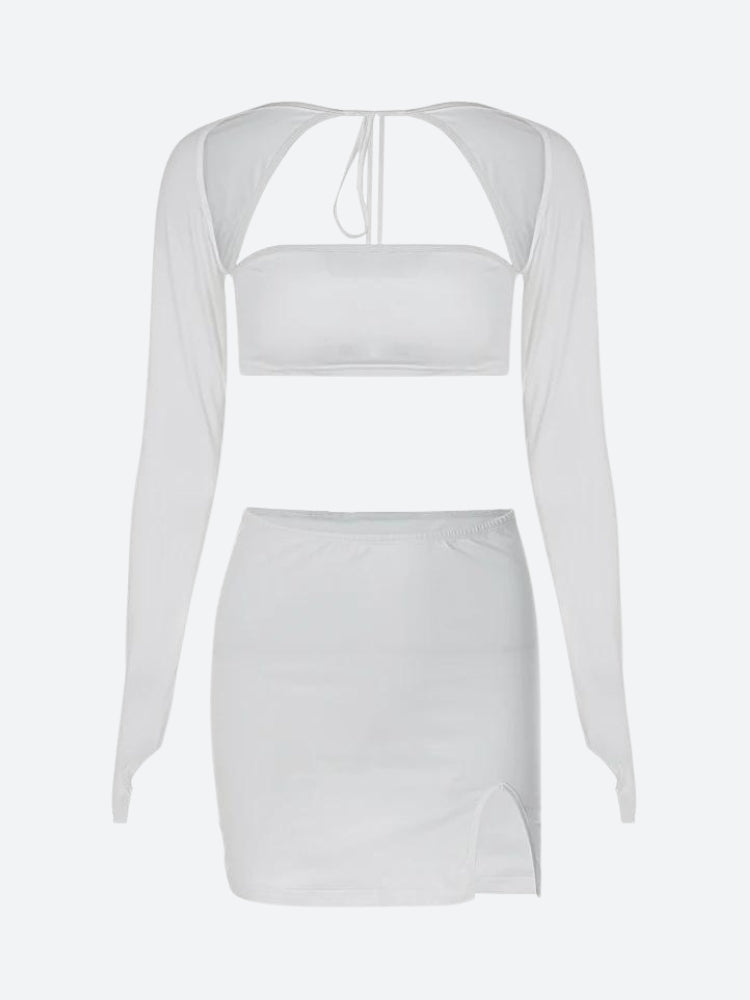 Quick Outfits, Modest Fashion Outfits Ideas Baddie Crop Top & Slit Mini Skirt Two Piece Set Quick Outfits, Modest Fashion Outfits Ideas Baddie Crop Top & Slit Mini Skirt Two Piece Set