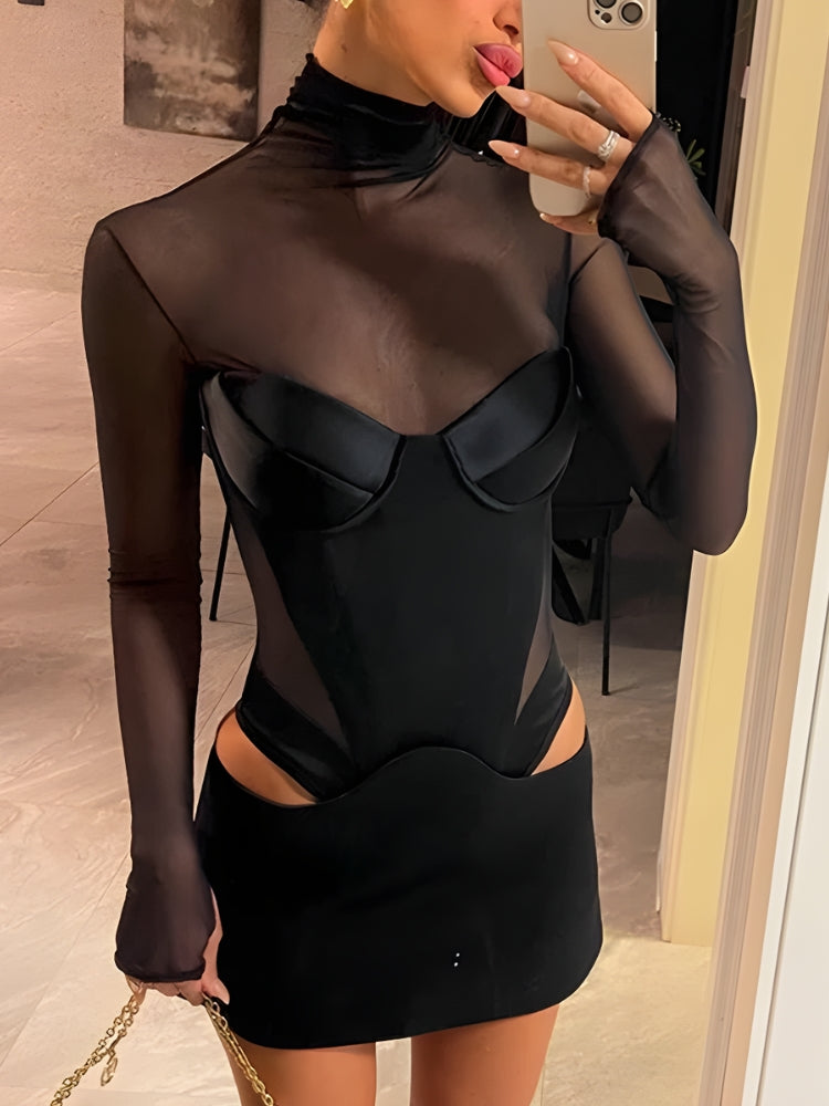 Quick Outfits, Modest Fashion Outfits Ideas Baddie Cut Out Sheer Mini Dress Quick Outfits, Modest Fashion Outfits Ideas Baddie Cut Out Sheer Mini Dress