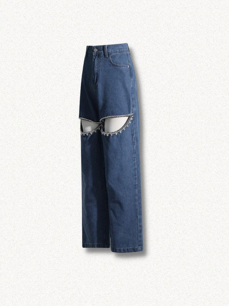 Quick Outfits, Modest Fashion Outfits Ideas Baddie Embellished Cut-Out Jeans Quick Outfits, Modest Fashion Outfits Ideas Baddie Embellished Cut-Out Jeans