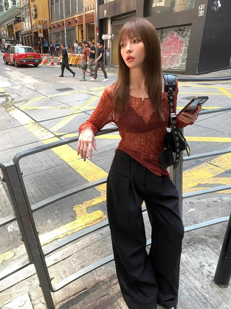 Quick Outfits, Modest Fashion Outfits Ideas Baddie Lace Sheer Top Quick Outfits, Modest Fashion Outfits Ideas Baddie Lace Sheer Top