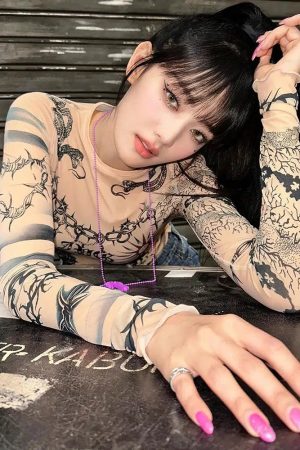 Quick Outfits, Modest Fashion Outfits Ideas Baddie Mesh Tattoo Top