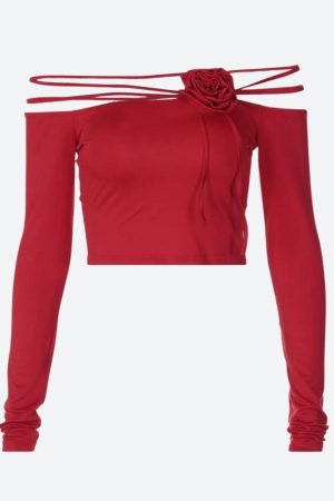 Quick Outfits, Modest Fashion Outfits Ideas Baddie Rose Asymmetric Off Shoulder Top