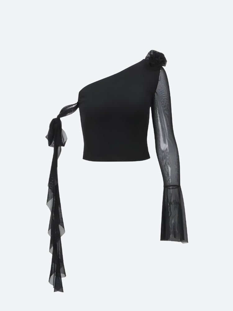 Quick Outfits, Modest Fashion Outfits Ideas Baddie Rose One Shoulder Mesh Top Quick Outfits, Modest Fashion Outfits Ideas Baddie Rose One Shoulder Mesh Top