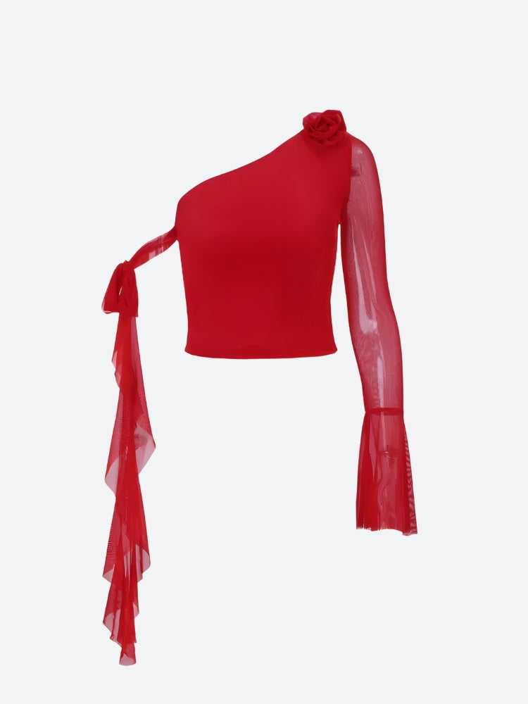 Quick Outfits, Modest Fashion Outfits Ideas Baddie Rose One Shoulder Mesh Top Quick Outfits, Modest Fashion Outfits Ideas Baddie Rose One Shoulder Mesh Top