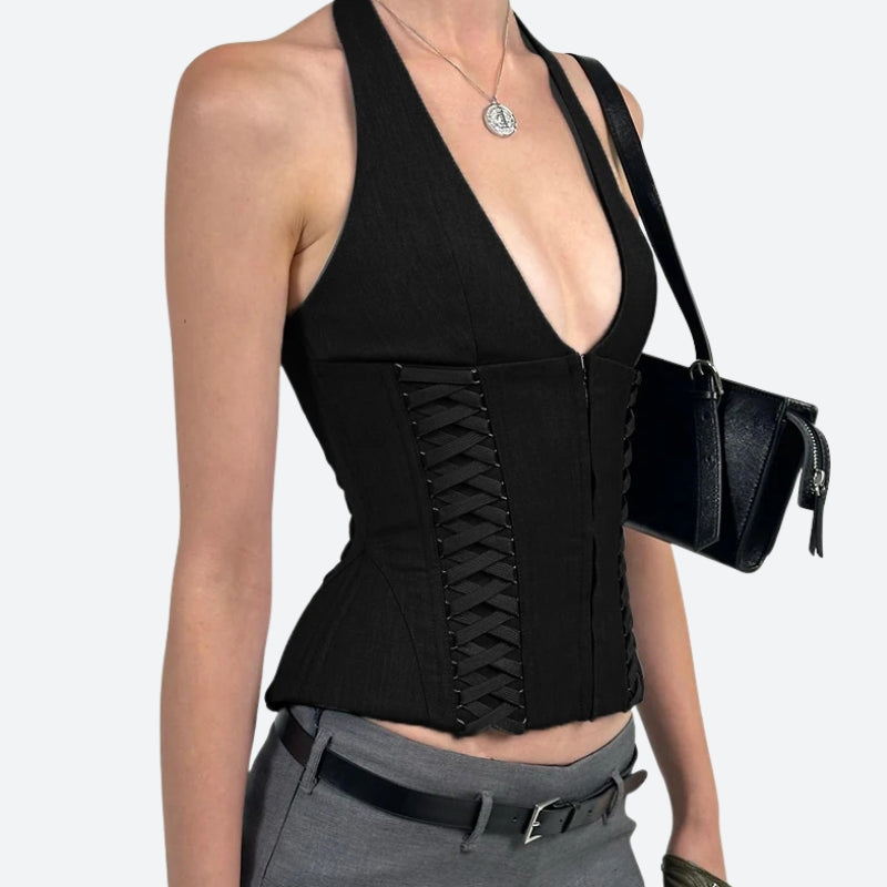 Quick Outfits, Modest Fashion Outfits Ideas Baddie Zip Up Halter Top Quick Outfits, Modest Fashion Outfits Ideas Baddie Zip Up Halter Top