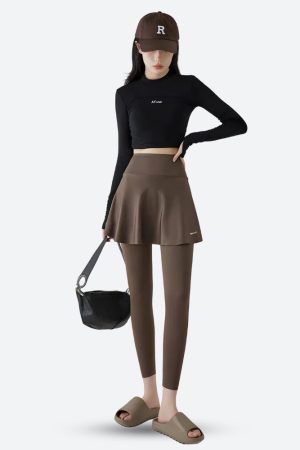 Quick Outfits, Modest Fashion Outfits Ideas Basic Sport Leggings Mini Skirt