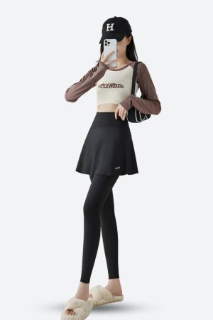Quick Outfits, Modest Fashion Outfits Ideas Basic Sport Leggings Mini Skirt