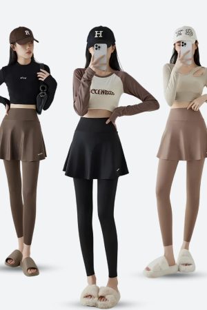 Quick Outfits, Modest Fashion Outfits Ideas Basic Sport Leggings Mini Skirt