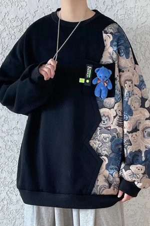 Quick Outfits, Modest Fashion Outfits Ideas Bear Printed Sweater