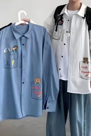 Quick Outfits, Modest Fashion Outfits Ideas Bear & Skateboard Detailed Shirt